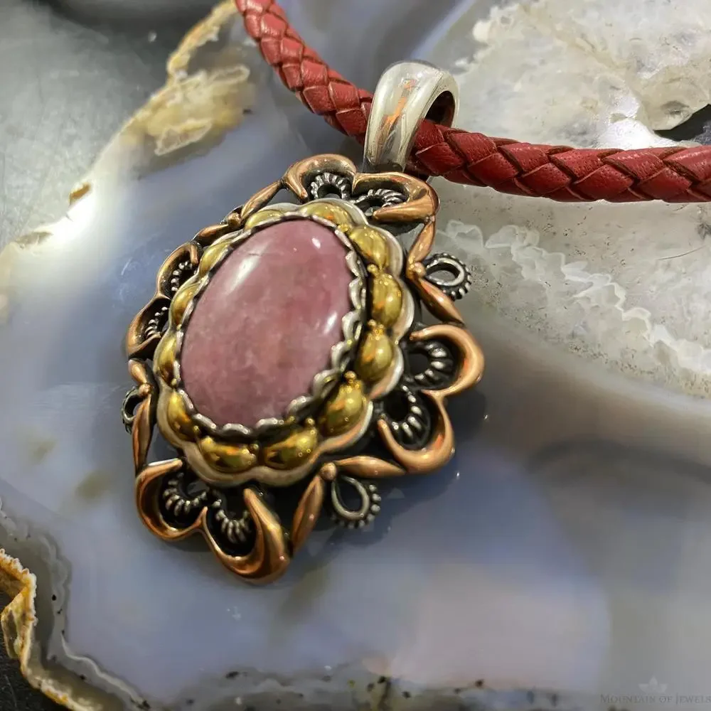 Carolyn Pollack Southwestern Style Mix Metal Turquoise & Rhodonite Pendant